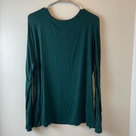 AE Soft & Sexy Long Sleeve Scoop Neck Henley, Forest Green, Size XL - Picture 4 of 4